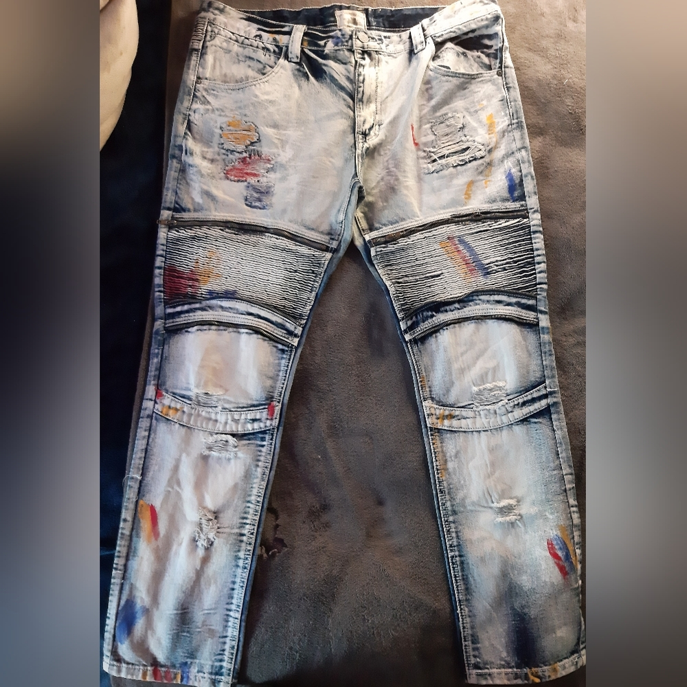 Original Vintage Denim Smoke Rise Distress Might Light Soil Mark pocket 40/32